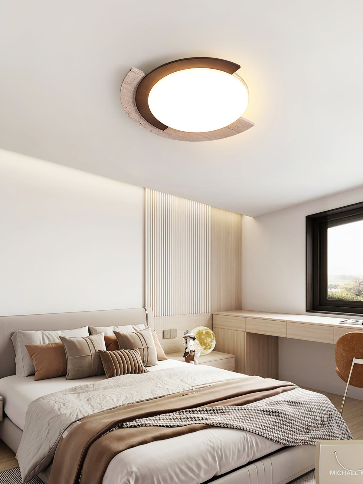 Crescent Timber Ceiling Light