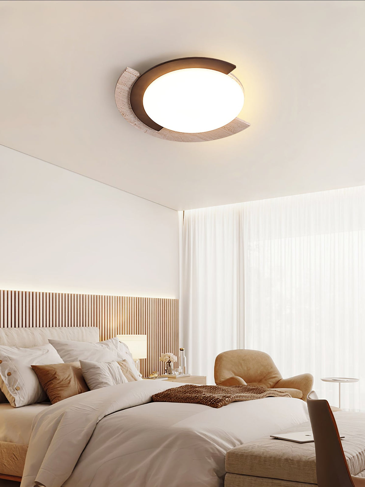 Crescent Timber Ceiling Light