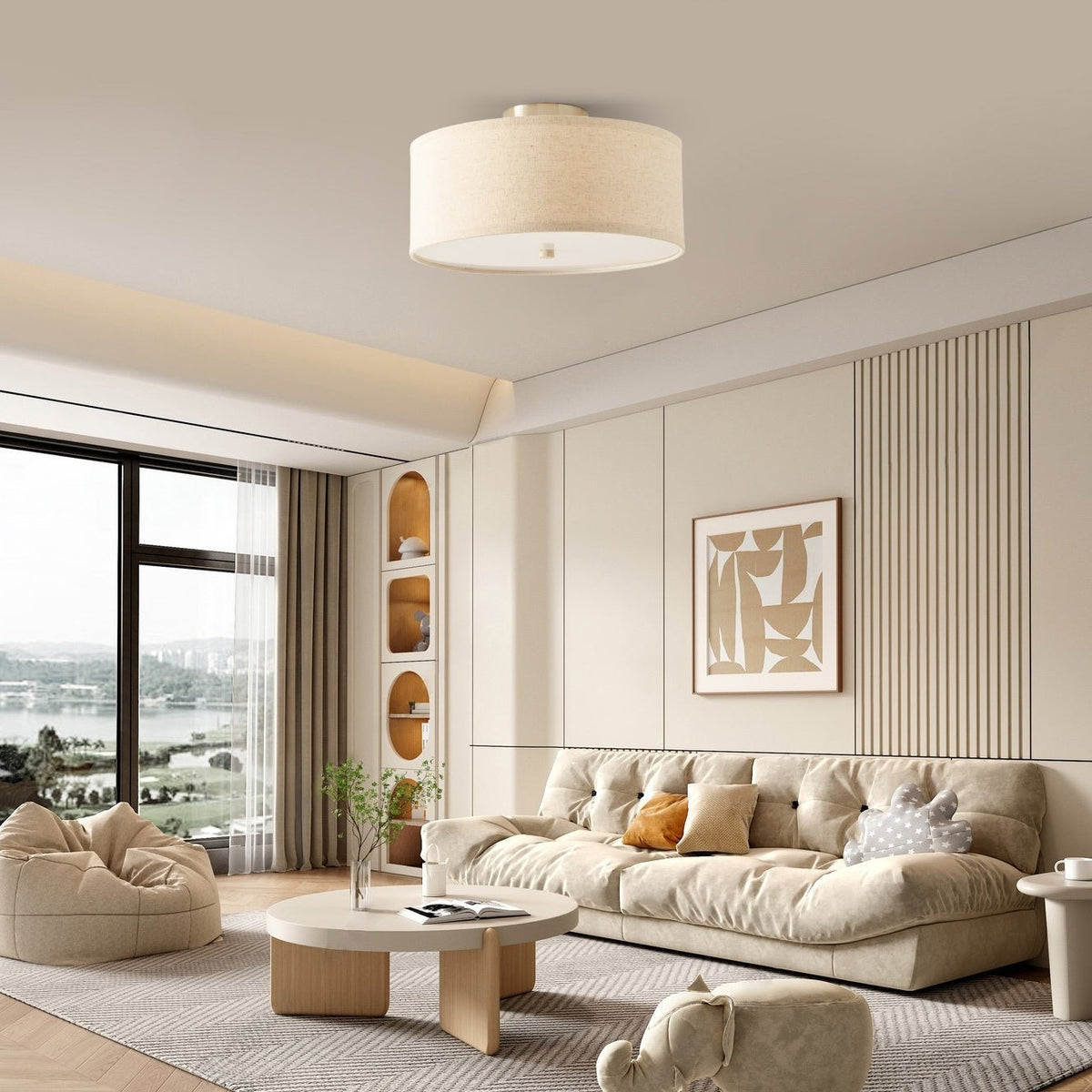 Haven Linen Ceiling Light