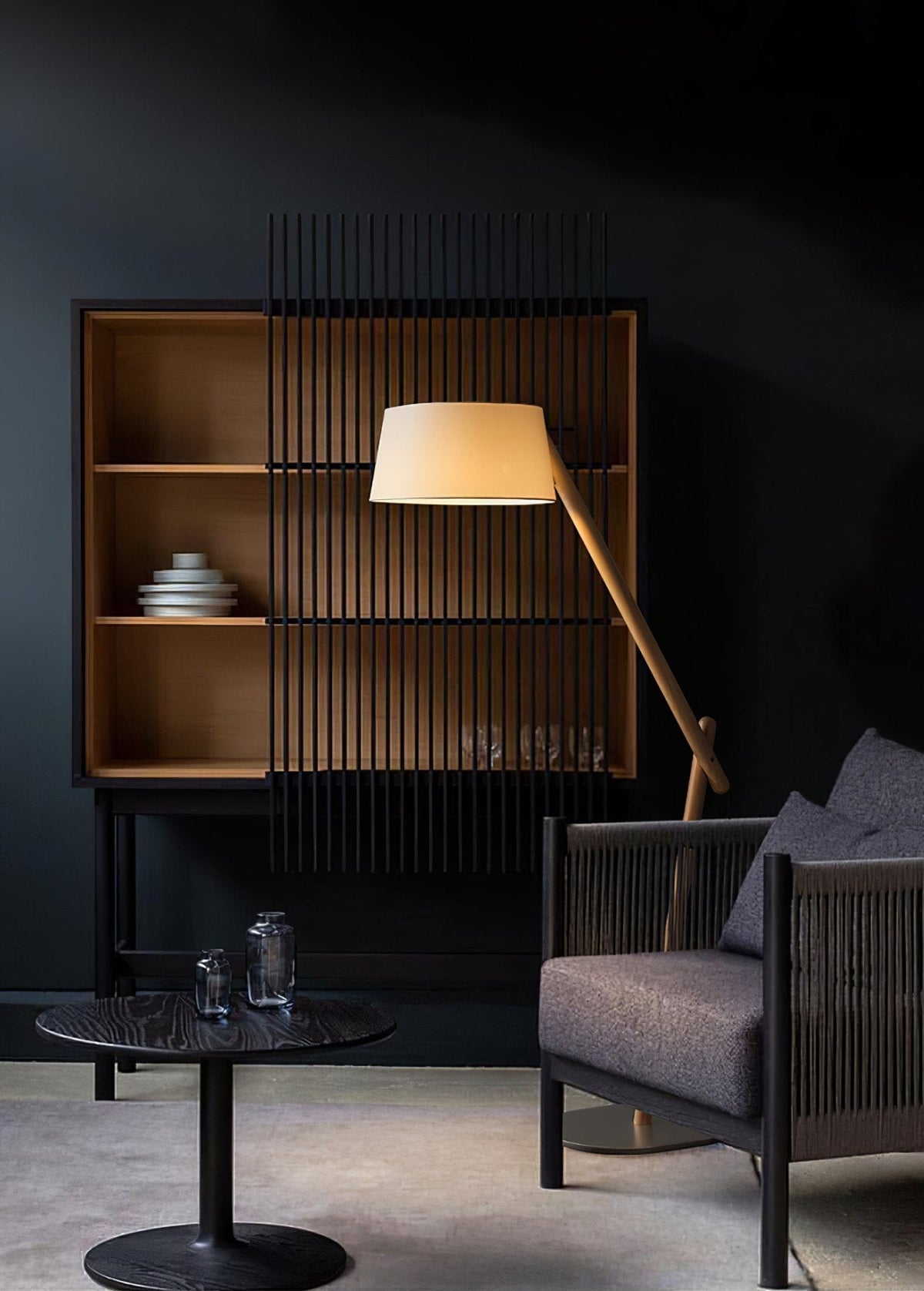 Angle Timber Floor Lamp