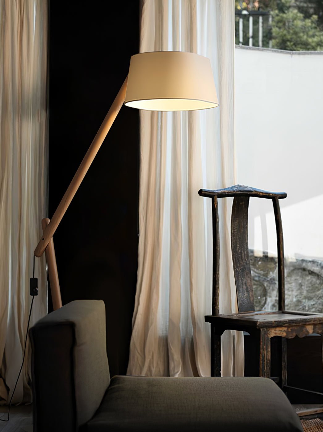 Angle Timber Floor Lamp