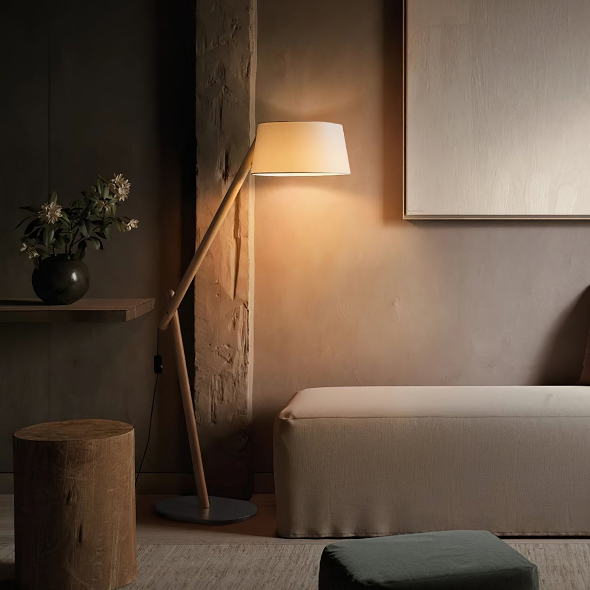 Angle Timber Floor Lamp