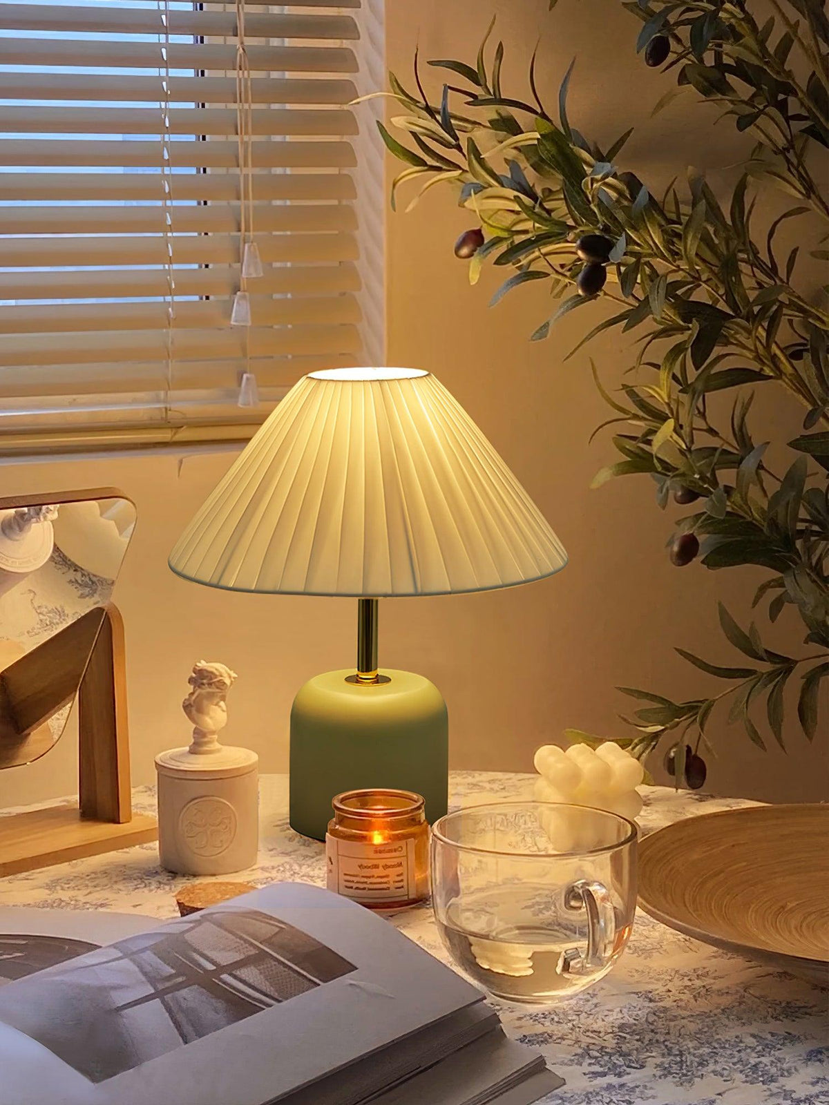 Sage Pleat Table Lamp