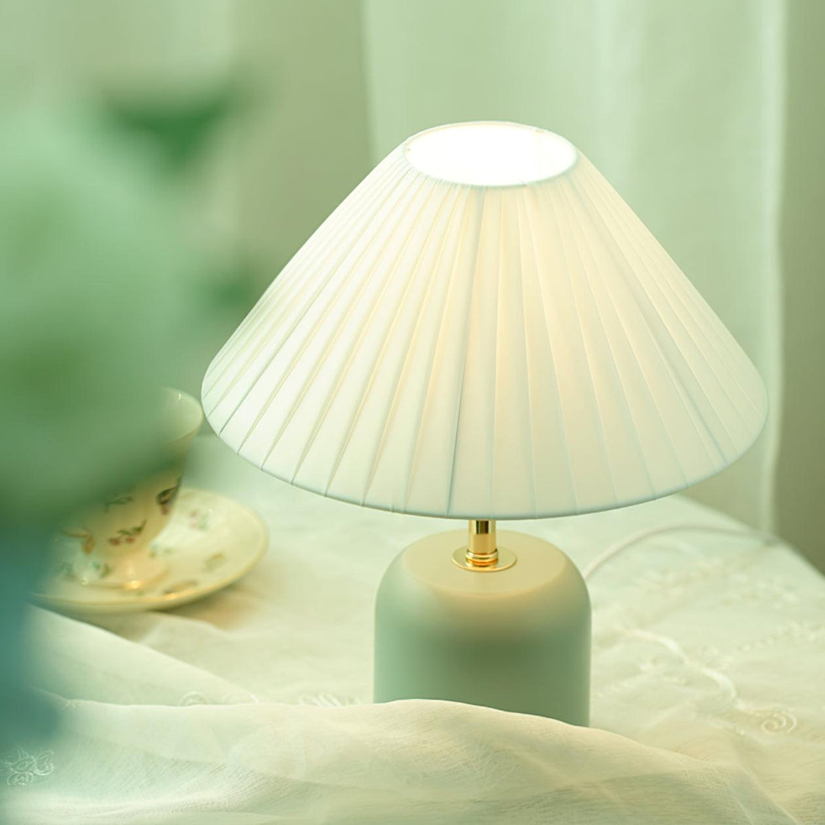 Sage Pleat Table Lamp