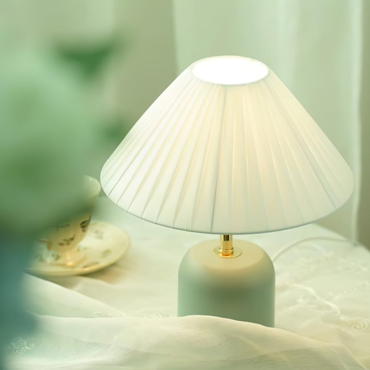 Sage Pleat Table Lamp