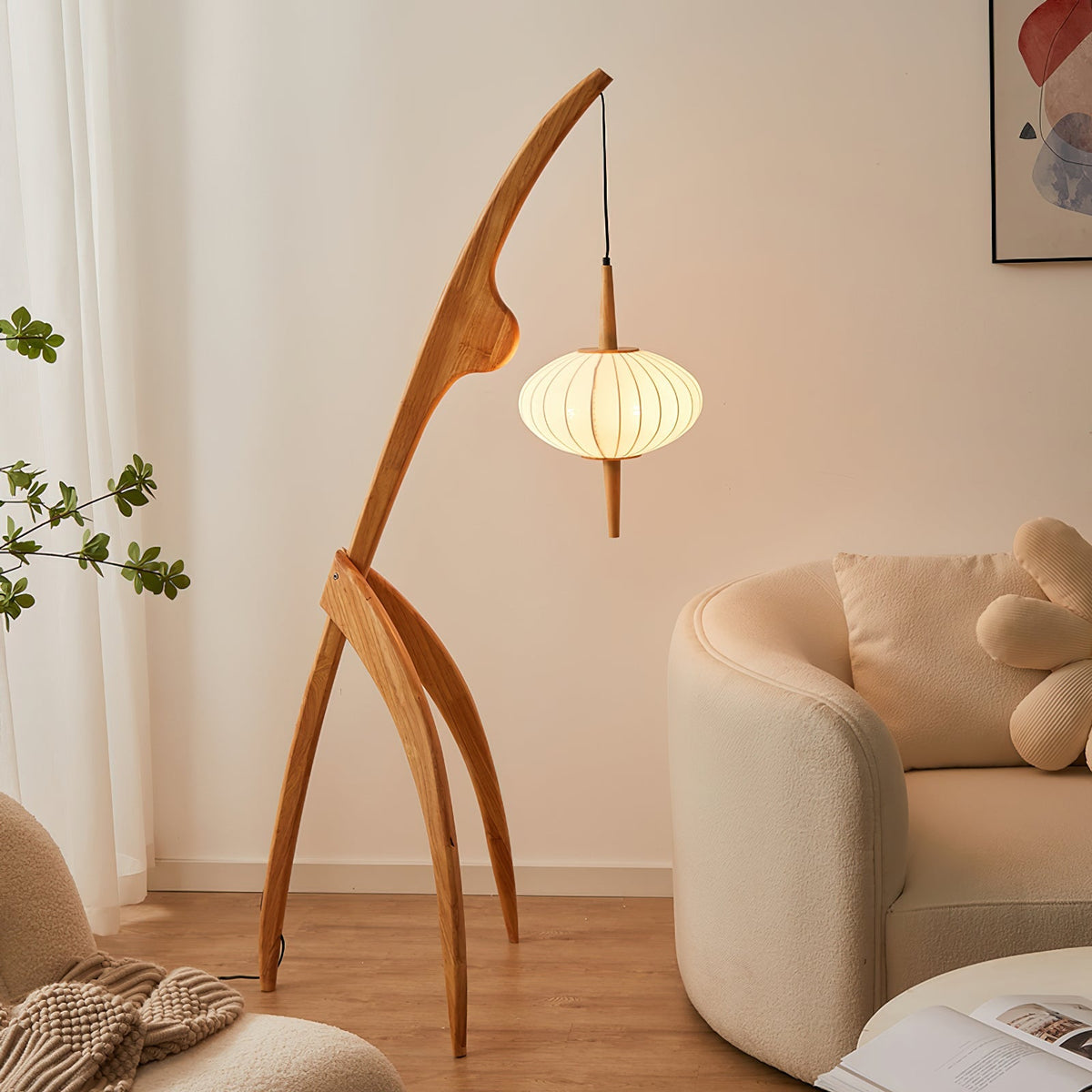 Bow Timber Floor Lamp