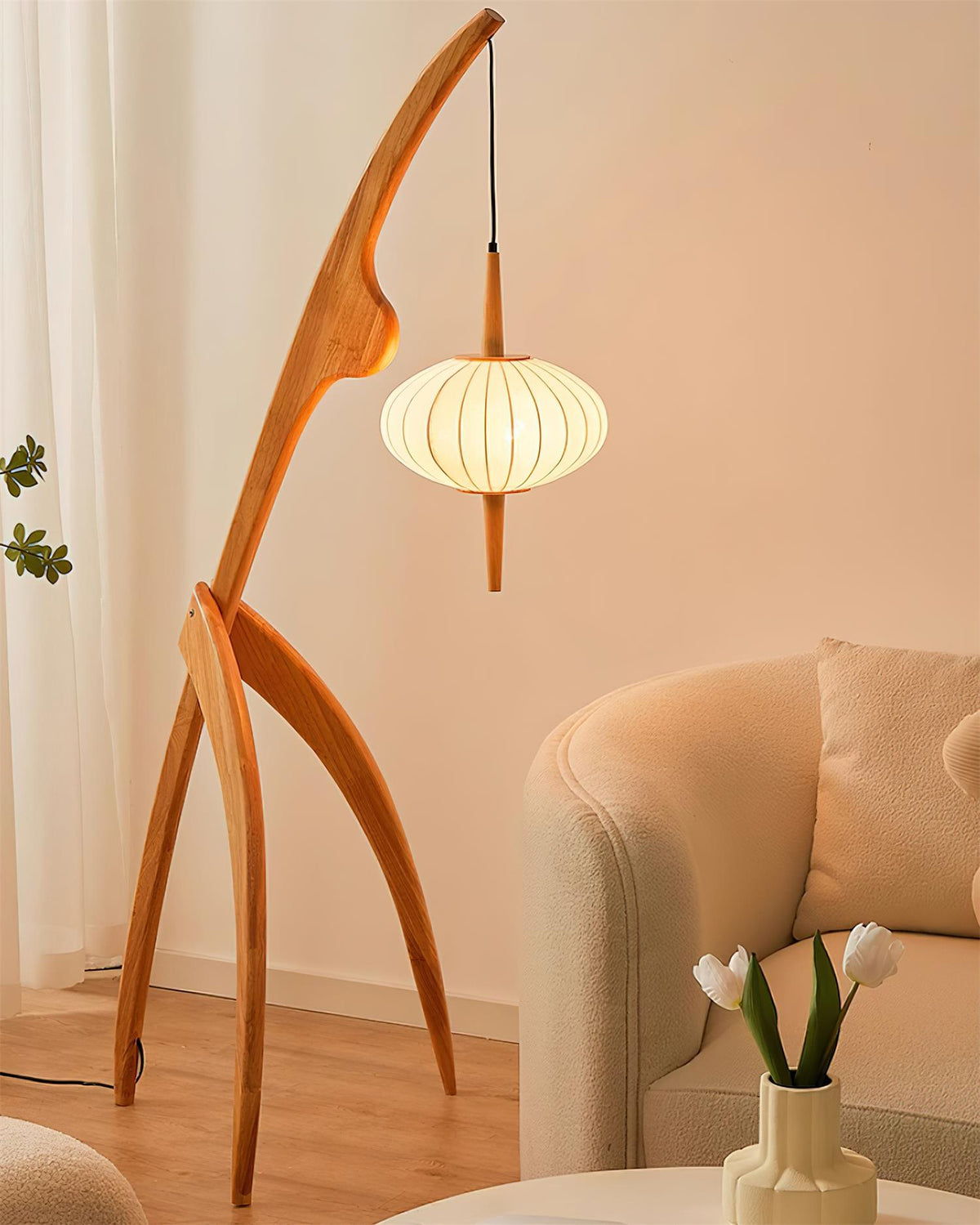 Bow Timber Floor Lamp
