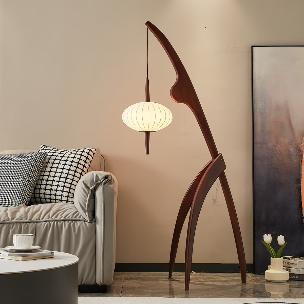 Bow Timber Floor Lamp