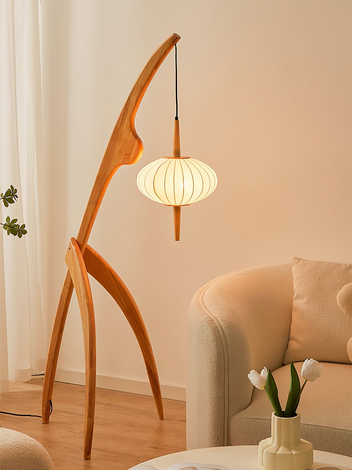 Bow Timber Floor Lamp