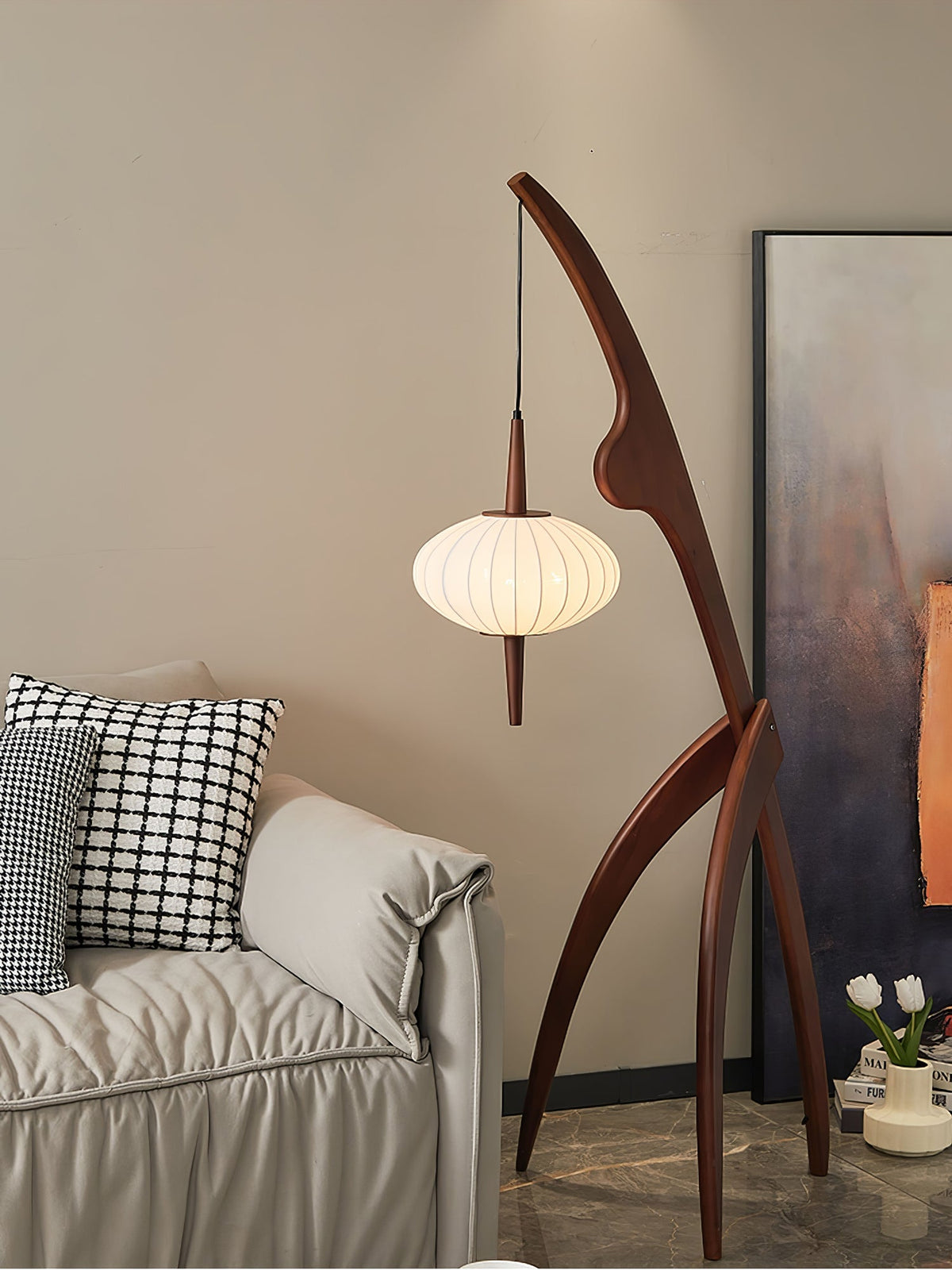 Bow Timber Floor Lamp