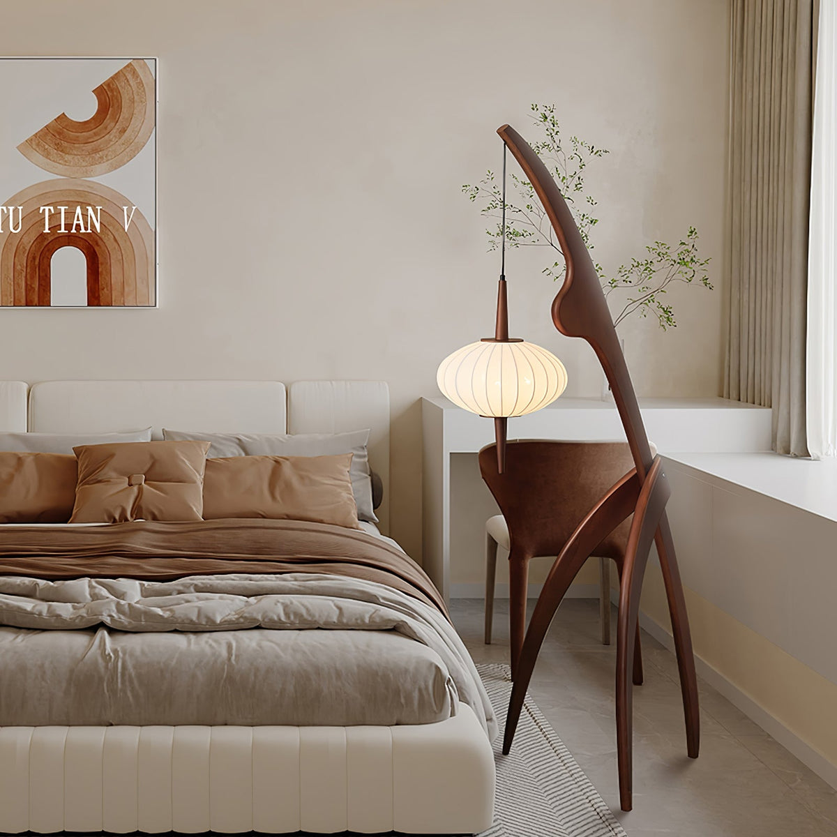 Bow Timber Floor Lamp
