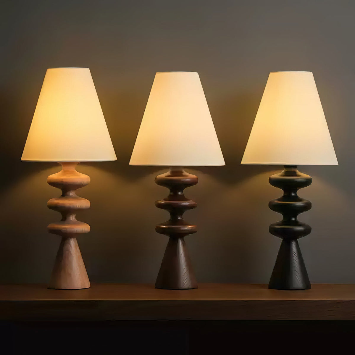 Stacked Timber Table Lamp