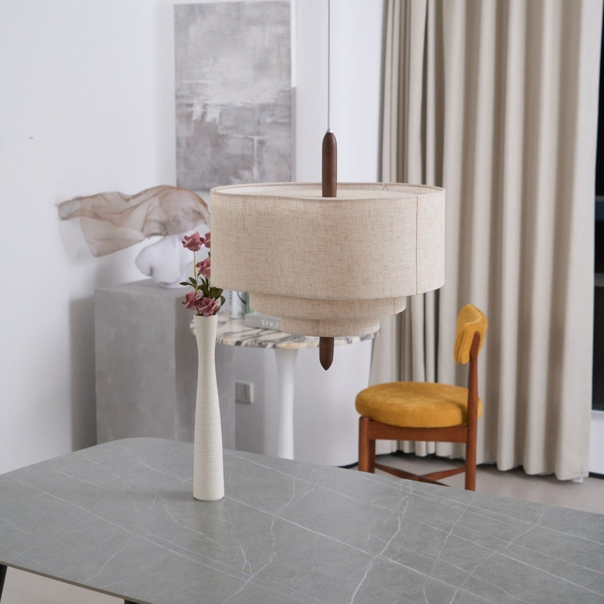 Layered Linen Pendant Light