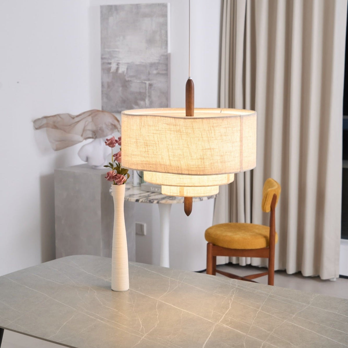Layered Linen Pendant Light
