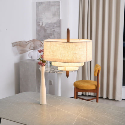 Layered Linen Pendant Light