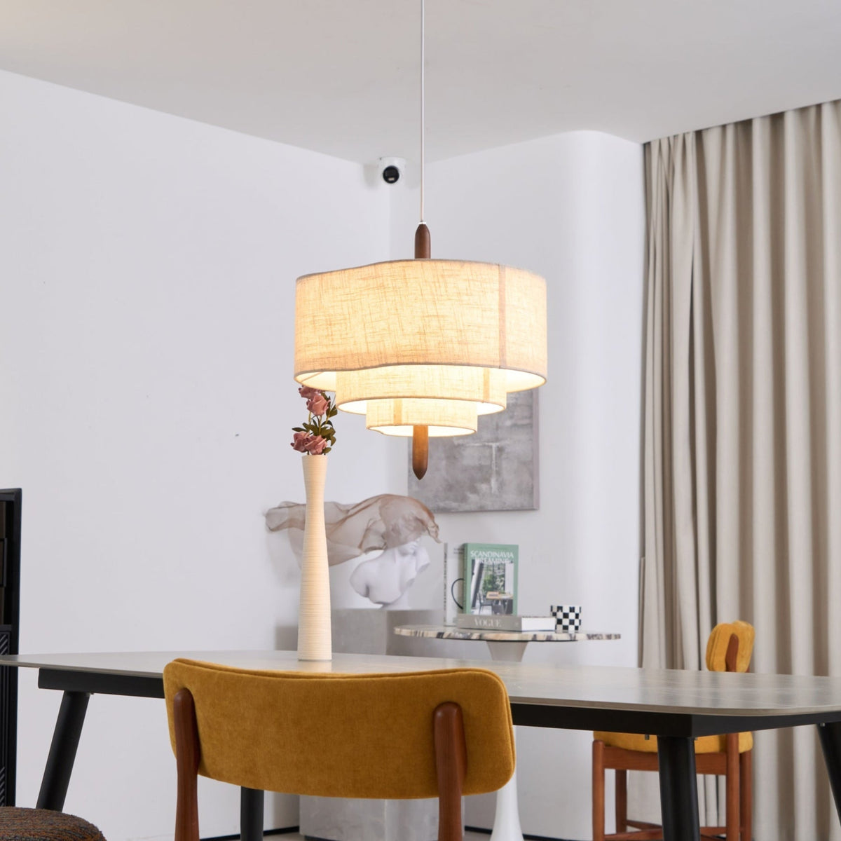 Layered Linen Pendant Light