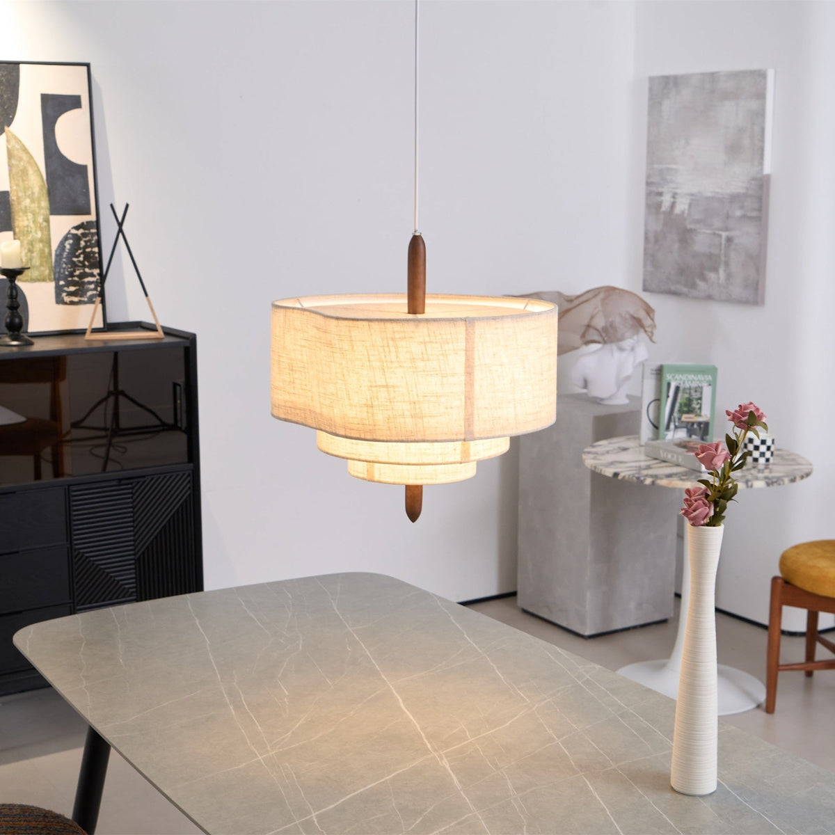 Layered Linen Pendant Light