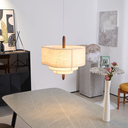 Layered Linen Pendant Light