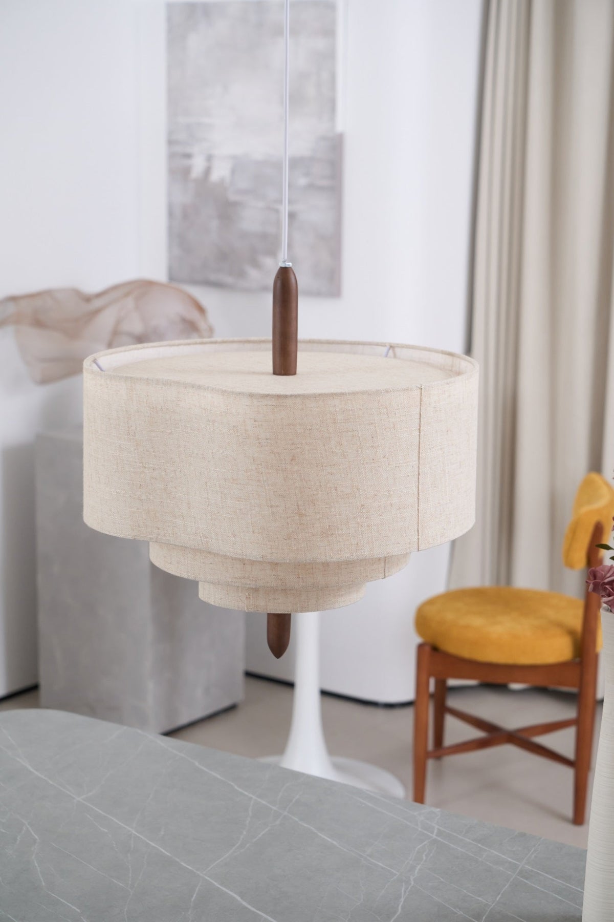 Layered Linen Pendant Light