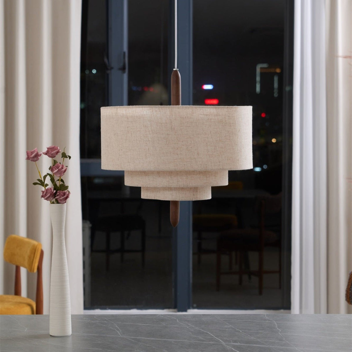 Layered Linen Pendant Light