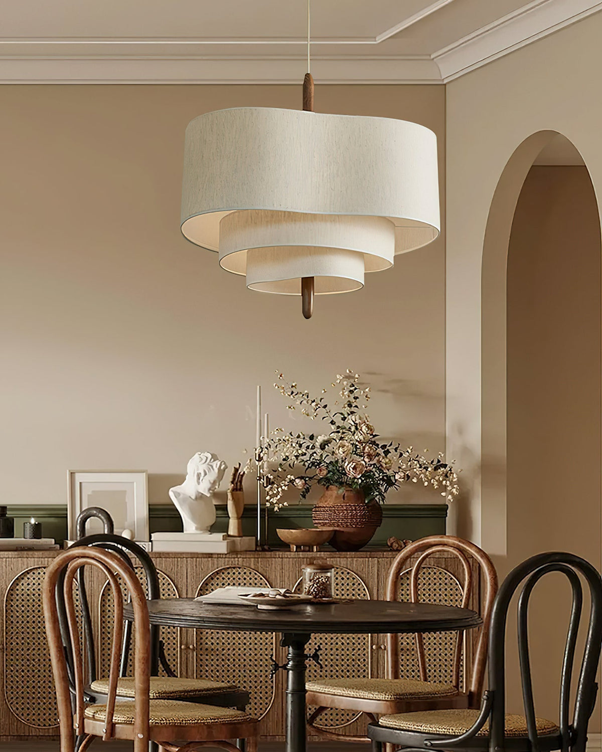 Layered Linen Pendant Light