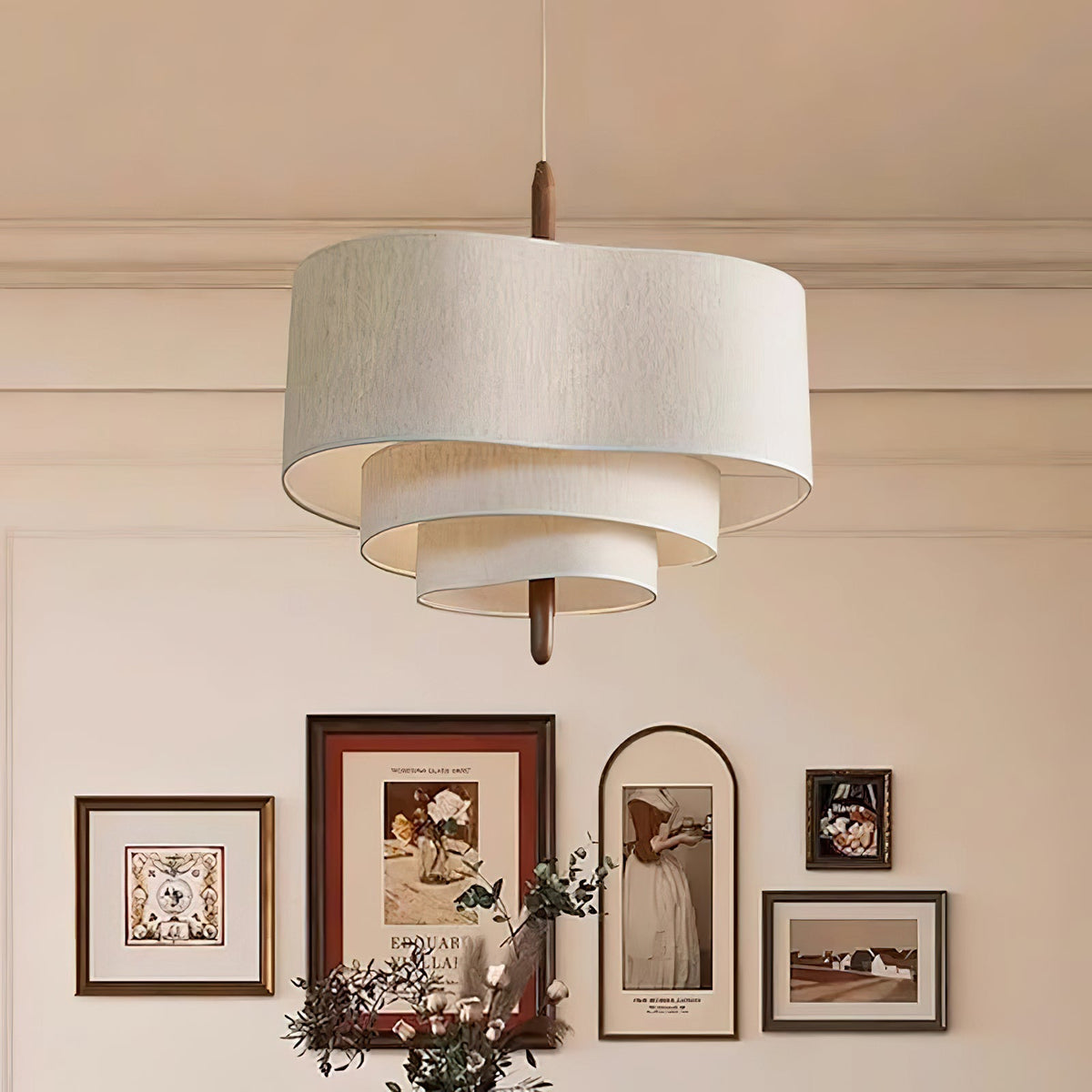 Layered Linen Pendant Light