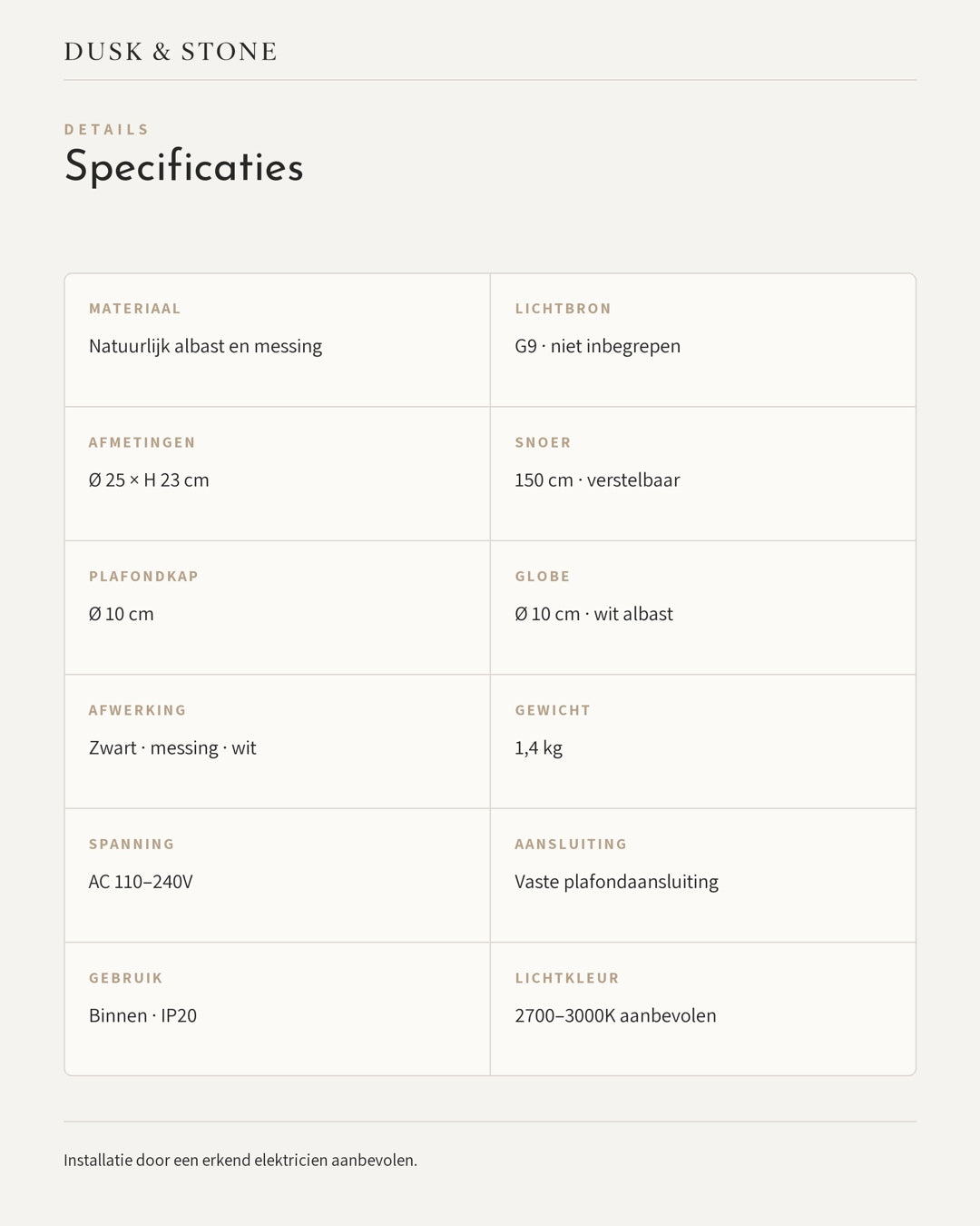 Specificaties van de Fold Globe hanglamp van Dusk & Stone