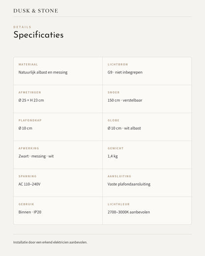 Specificaties van de Fold Globe hanglamp van Dusk & Stone